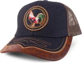 Trendy Apparel Shop Rooster Embroidered Trucker Mesh Baseball Cap