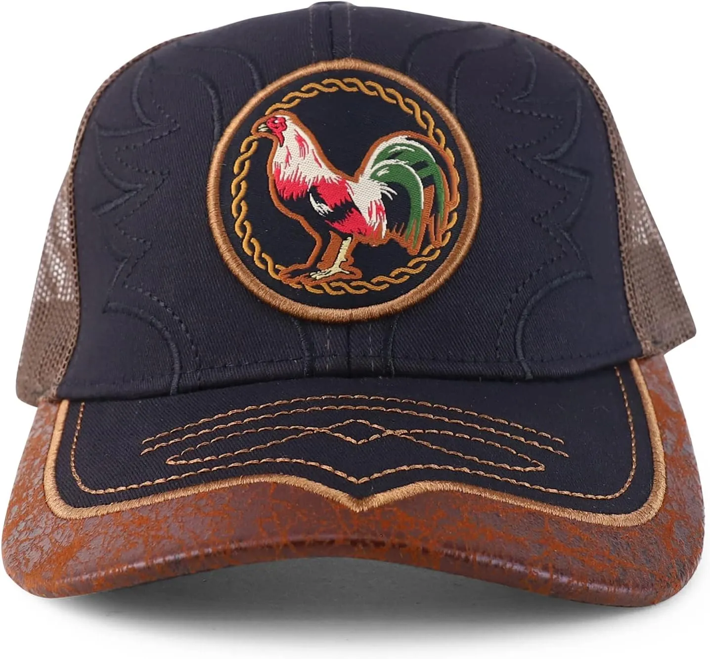 Trendy Apparel Shop Rooster Embroidered Trucker Mesh Baseball Cap