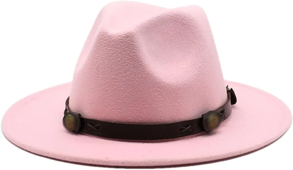 Women Fedoras Woolen Hat Classic Jazz Hat Flat Brim Hat Couple Hat Outdoor Travel 12 59-61cm