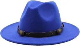 Women Fedoras Woolen Hat Classic Jazz Hat Flat Brim Hat Couple Hat Outdoor Travel 17 59-61cm