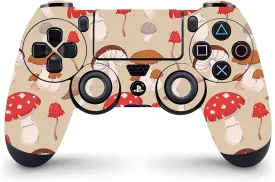 ZOOMHITSKINS Compatible with PS4 Controller Skin, Mushroom Brown Red Beige Vintage Retro Forrest, Durable, Vinyl, Made in The USA